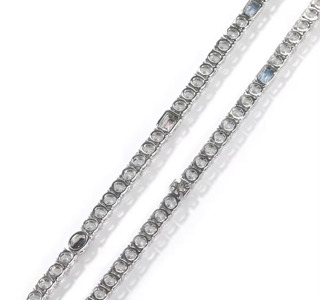 OPAL NECK CANDY- 5 mm Opal/cross tennis chain