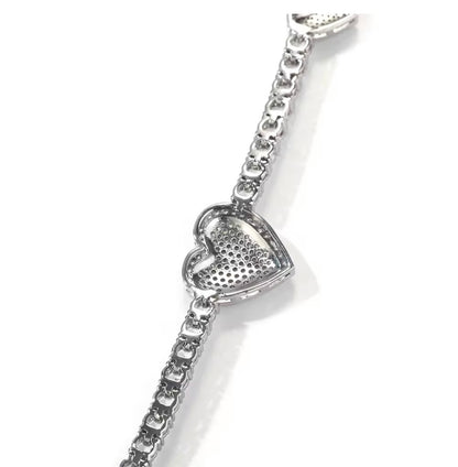 VALENTINE BRACELET MOIS- 4 mm Moissanite three heart tennis bracelet