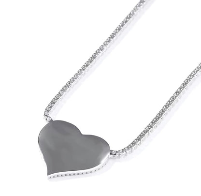HEART FRAME- 38 mm Heart shaped photo pendant tennis chain