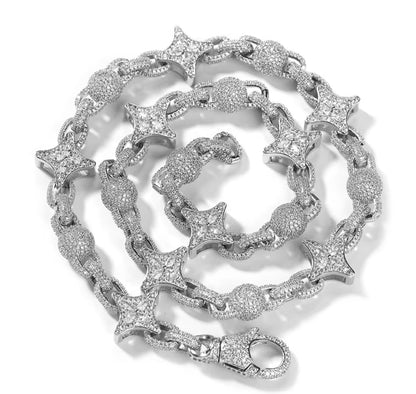 DIAMOND CLOVER - Ball-beaded Cuban link