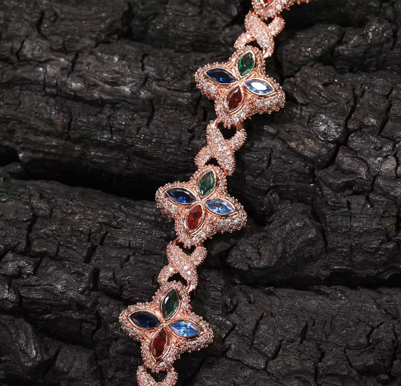 CLOVE SET- 19 mm Infinity link clover necklace & bracelet set