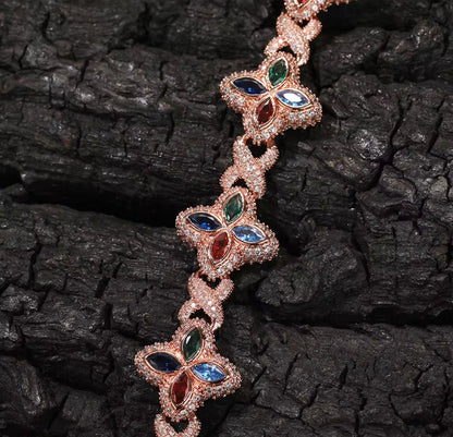 CLOVE SET- 19 mm Infinity link clover necklace & bracelet set