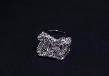 HUNNED- 21 mm Baguette “100” Ring